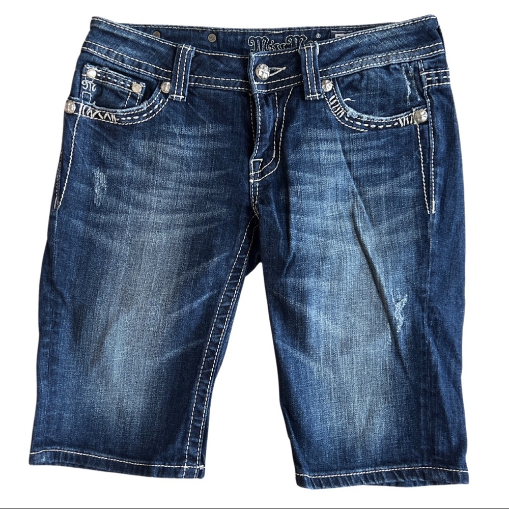 Miss Me Long Denim Shorts - Size 28
